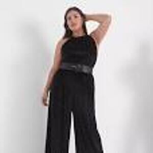 Lane Bryant Halter-Neck Wide Leg Jumpsuit Black Size 18/20 NEW